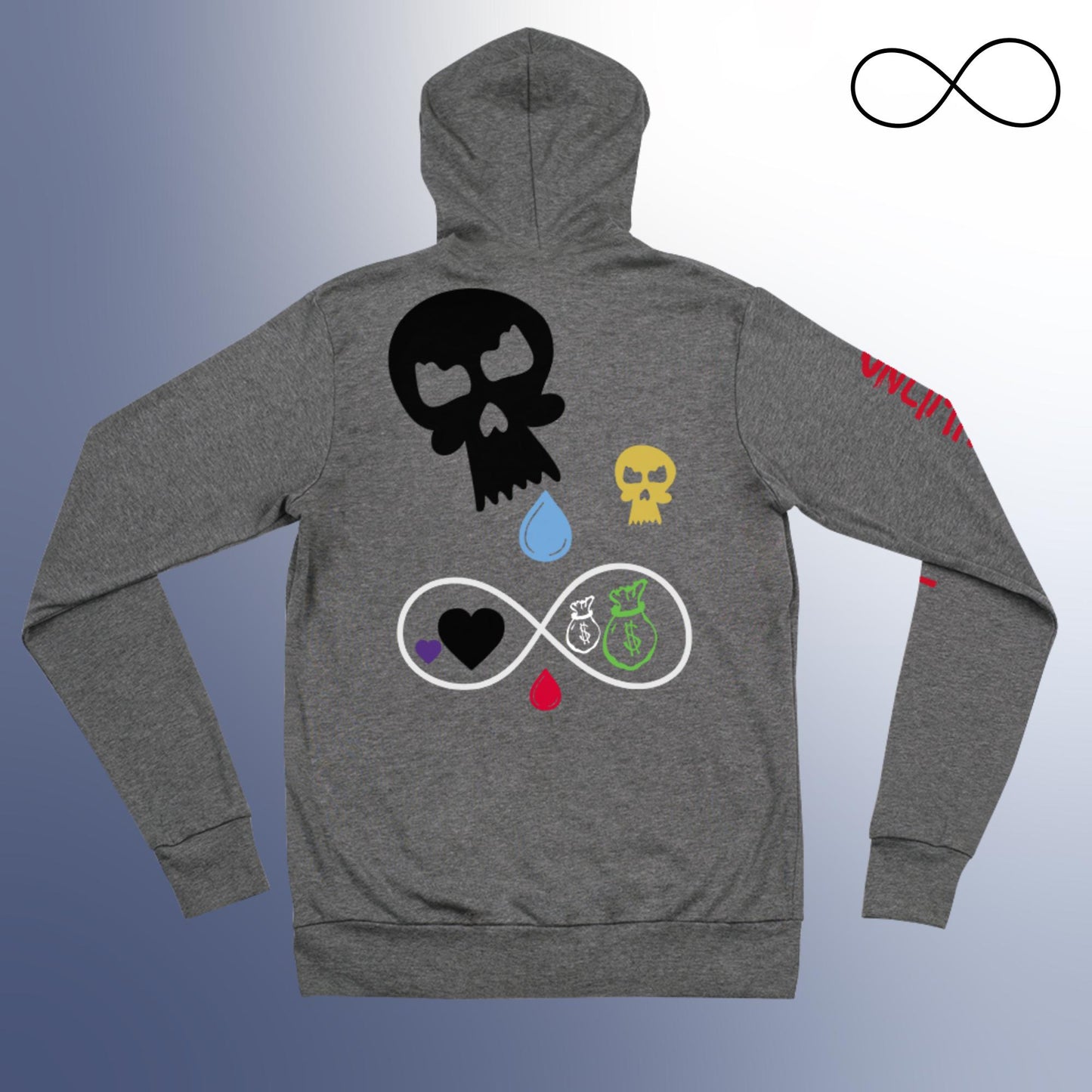 Sudadera con capucha y cremallera unisex 'GRIMUN'