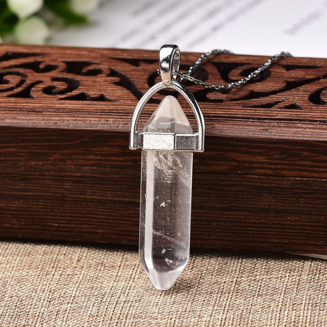 1 colgante de punta de cristal natural