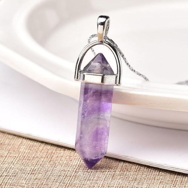 1 colgante de punta de cristal natural
