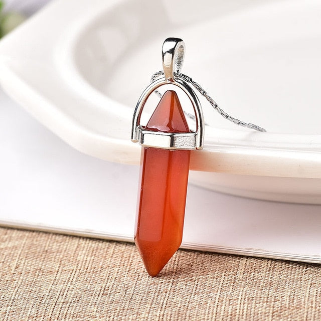 1 colgante de punta de cristal natural