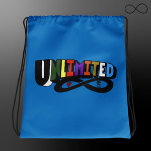 Un 1 Blue Drawstring bag