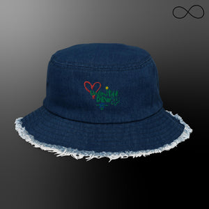 UNLIMITED DEW 4 Distressed denim bucket hat