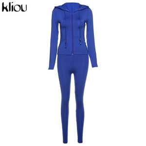 Long sleeve hooded zipper tracksuit