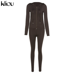 Long sleeve hooded zipper tracksuit