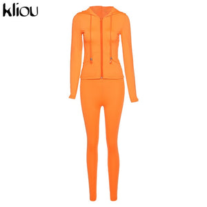 Long sleeve hooded zipper tracksuit