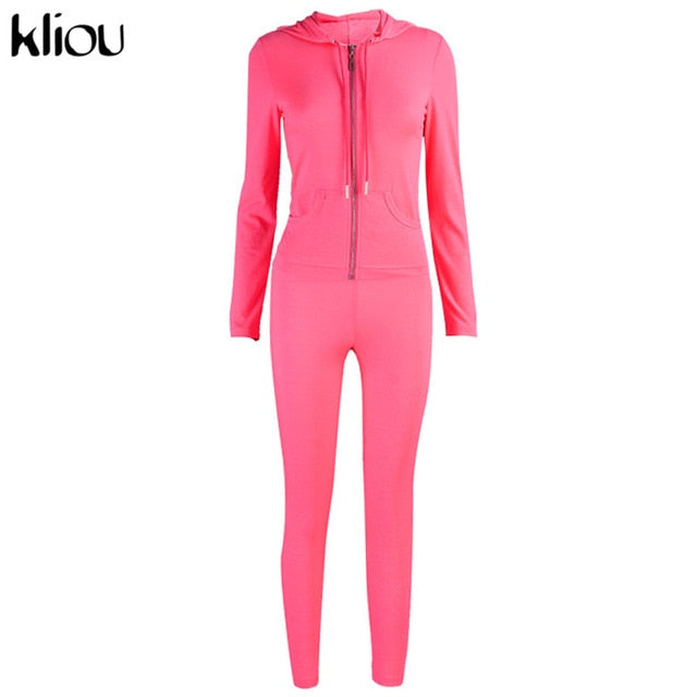 Long sleeve hooded zipper tracksuit