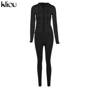 Long sleeve hooded zipper tracksuit