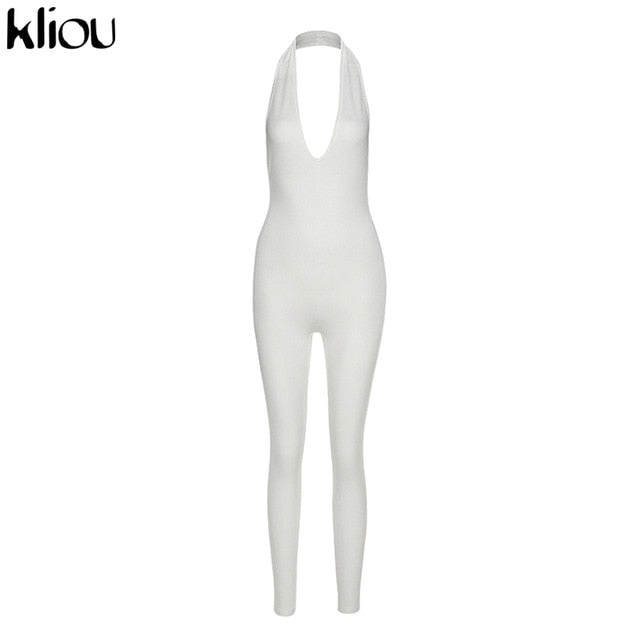 V-neck bandage sleeveless jumpsuit