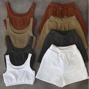 Sportswear Crop Top & Drawstring Shorts