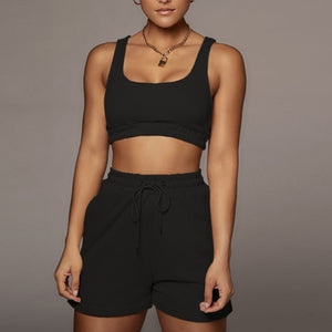 Sportswear Crop Top & Drawstring Shorts