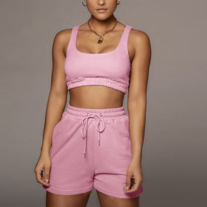 Sportswear Crop Top & Drawstring Shorts