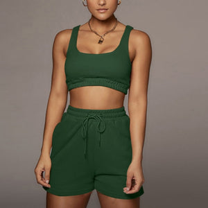 Sportswear Crop Top & Drawstring Shorts