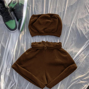 Sportswear Crop Top & Drawstring Shorts